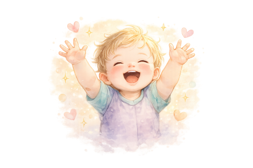 Illustration of a happy laughing baby